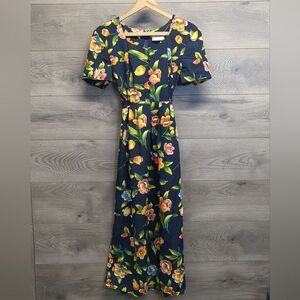 Kathie Lee Floral Midi Short Sleeve Dress Women's Size 8